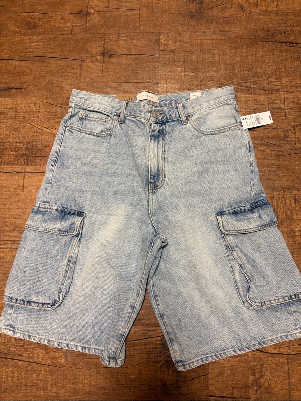 Pacsun Light Wash Denim Cargo Shorts